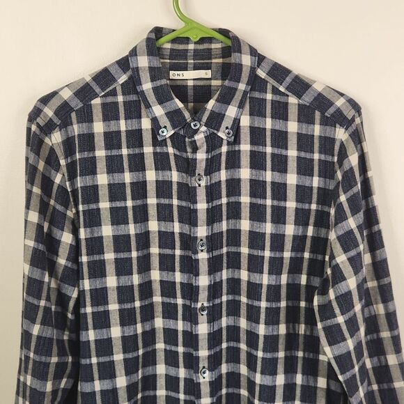 O.N.S. Long Sleeve Cotton Plaid Print Button Down Shirt Small - Picture 1 of 6